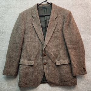 Harris Tweed 100% Scottish Wool Suit Coat Blazer Size 46 Brown 2XL